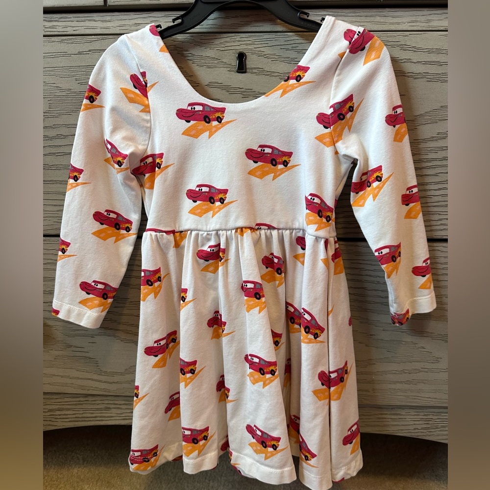 Disney Cars Lightning McQueen Print Dress - White and Red